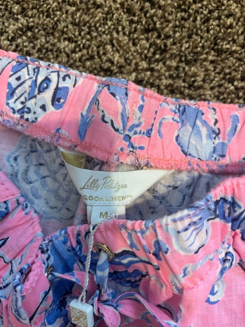 Lilly Pulitzer Pink and Blue Patterned Drawstring Pants - Picture 5 of 6